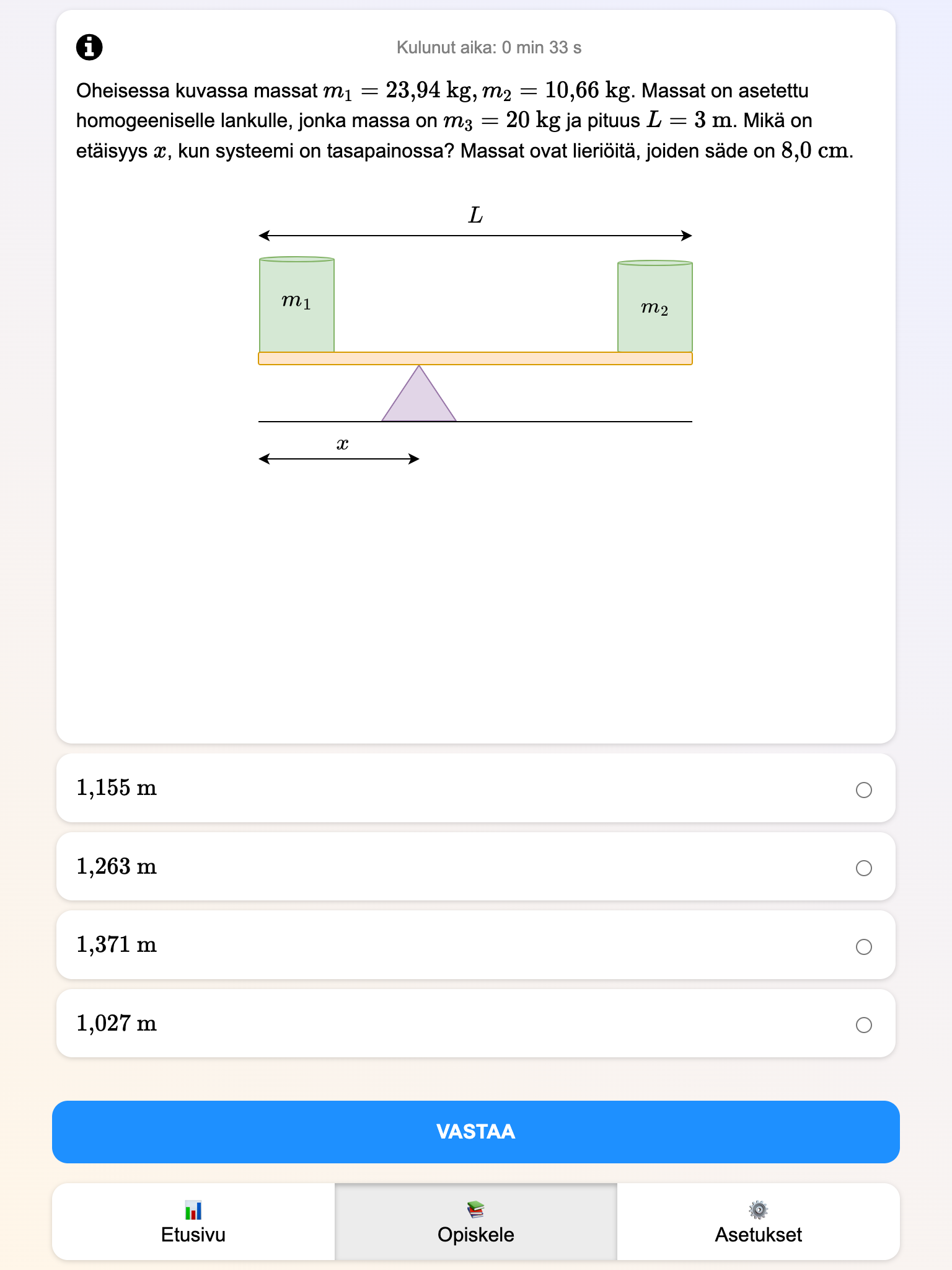 Fysiikan laskutehtävä